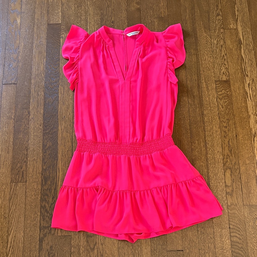 Amanda Uprichard Bright Pink Ruffle Romper